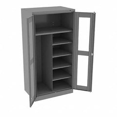 Tennsco - 6 Shelf Combination Storage Cabinet - Steel, 36" Wide x 24" Deep x 72" High, Medium Gray - Exact Tooling