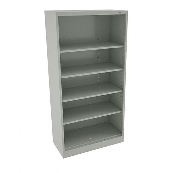 Tennsco - 5 Shelf, 150 Lb. Capacity, Closed Shelving Storage Cabinets and Lockers - 36 Inch Wide x 18 Inch Deep x 72 Inch High, Light Gray - Exact Tooling