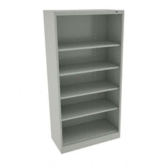 Tennsco - 5 Shelf, 150 Lb. Capacity, Closed Shelving Storage Cabinets and Lockers - 36 Inch Wide x 18 Inch Deep x 72 Inch High, Light Gray - Exact Tooling