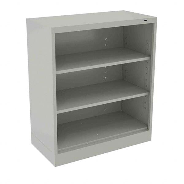 Tennsco - 3 Shelf, 200 Lb. Capacity, Closed Shelving Storage Cabinets and Lockers - 36 Inch Wide x 24 Inch Deep x 42 Inch High, Light Gray - Exact Tooling