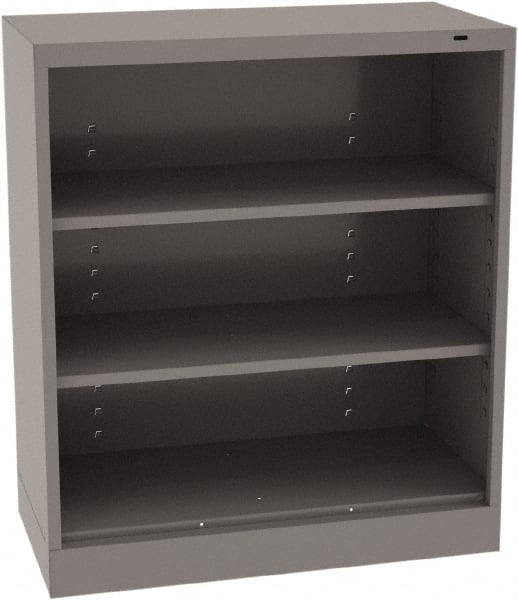 Tennsco - 3 Shelf, 200 Lb. Capacity, Closed Shelving Storage Cabinets and Lockers - 36 Inch Wide x 24 Inch Deep x 42 Inch High, Medium Gray - Exact Tooling