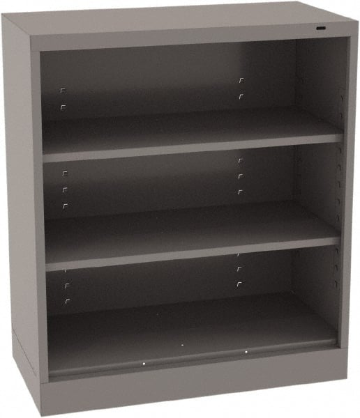 Tennsco - 3 Shelf, 150 Lb. Capacity, Closed Shelving Storage Cabinets and Lockers - 36 Inch Wide x 18 Inch Deep x 42 Inch High, Medium Gray - Exact Tooling