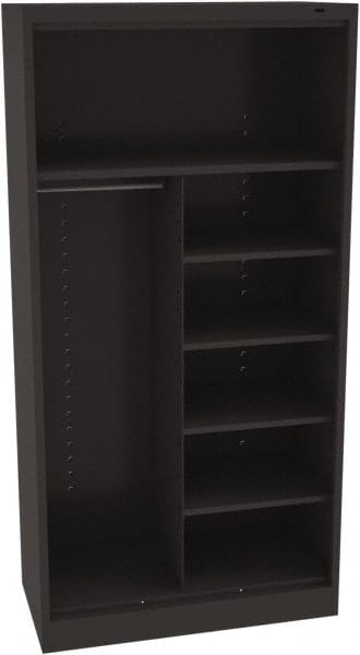Tennsco - 6 Shelf, 150 Lb. Capacity, Closed Shelving Storage Cabinets and Lockers - 36 Inch Wide x 18 Inch Deep x 72 Inch High, Black - Exact Tooling