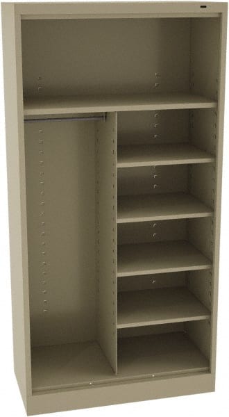 Tennsco - 5 Shelf, 150 Lb. Capacity, Closed Shelving Storage Cabinets and Lockers - 36 Inch Wide x 18 Inch Deep x 72 Inch High, Sand - Exact Tooling