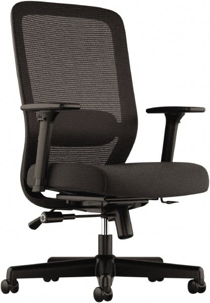 Basyx - 43" High Executive Chair - 25" Wide x 26-3/4" Deep, 100% Polyester Seat, Black - Exact Tooling