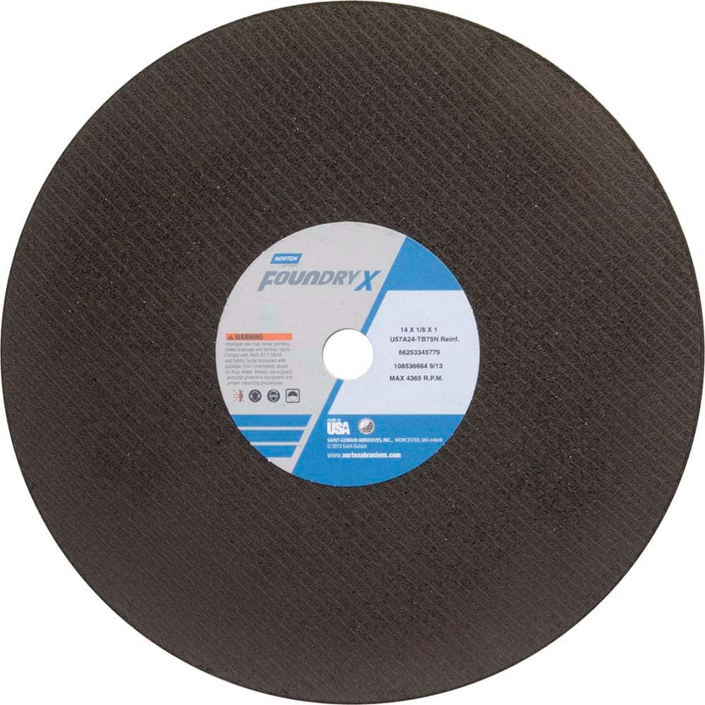 Norton - 14 x 1/8, 1" Hole 30 Grit Aluminum Oxide Cutoff Wheel - Exact Tooling