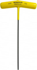 Bondhus - 3/32" Hex, T-Handle Cushion Grip, Ball End Hex Key - 6-7/64" OAL, Protanium High Torque Steel, Inch System of Measurement - Exact Tooling