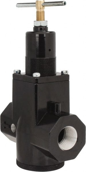 PRO-SOURCE - 1-1/2 NPT Port, 700 CFM, Aluminum Hi-Flow Regulator - 5 to 125 psi Range, 250 Max psi Supply Pressure, 1/4" Gauge Port Thread, 2-3/4" Wide x 9-1/2" High - Exact Tooling