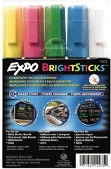 Expo - Blue, Green Pink, Yellow & White Bullet Point Wet Erase Markers - For Use with Black Marker Boards, Fluorescent Light Boards, Glass Boards & White Boards - Exact Tooling