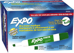 Expo - Green Low Odor Chisel Tip 12 Pack Dry Erase Markers - For Use with Dry Erase Marker Boards - Exact Tooling
