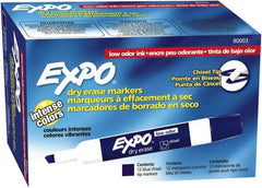 Expo - Blue Low Odor Chisel Tip 12 Pack Dry Erase Markers - For Use with Dry Erase Marker Boards - Exact Tooling
