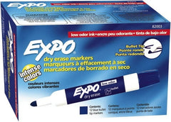 Expo - Blue Low Odor Bullet Tip 12 Pack Dry Erase Markers - For Use with Dry Erase Marker Boards - Exact Tooling