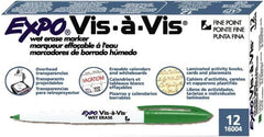 Expo - Green Fine Tip 12 Pack Wet Erase Markers - For Use with Dry Erase Marker Boards - Exact Tooling