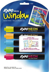 Expo - Blue, Green, Orange, Pink & Yellow Bullet Tip Neon 5 Pack Dry Erase Markers - For Use with Dry Erase Marker Boards - Exact Tooling
