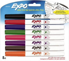 Expo - Black, Blue, Brown, Green, Orange, Pink, Purple & Red Low Odor Ultra Fine Tip 8 Pack Dry Erase Markers - For Use with Dry Erase Marker Boards - Exact Tooling
