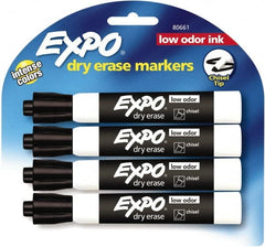 Expo - Black Low Odor Chisel Tip 4 Pack Dry Erase Markers - For Use with Dry Erase Marker Boards - Exact Tooling