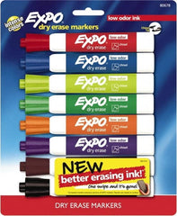 Expo - Black, Blue, Brown, Green, Orange, Pink, Purple & Red Low Odor Chisel Tip 8 Pack Dry Erase Markers - For Use with Dry Erase Marker Boards - Exact Tooling