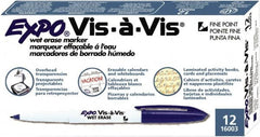 Expo - Blue Fine Tip 12 Pack Wet Erase Markers - For Use with Dry Erase Marker Boards - Exact Tooling
