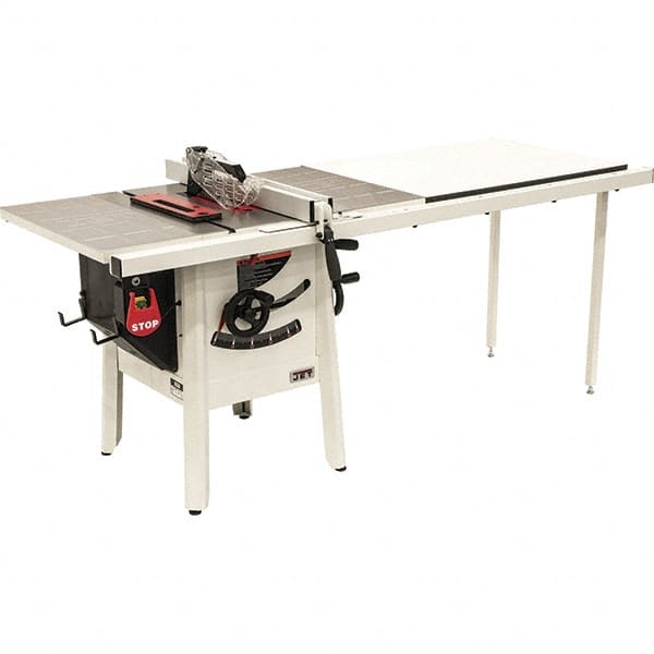 Jet - 10" Blade Diam, 5/8" Arbor Diam, 1 Phase Table Saw - 1-3/4 hp, 27" Wide, 115 Volt, 3-1/8" Cutting Depth - Exact Tooling