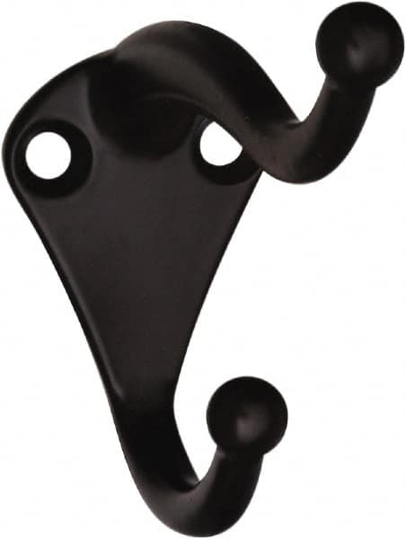 National Mfg. - 1" Wide x 2" High x 0.11" Thick, Double Coat & Hat Hook - 2-3/4" Projection, Oil Rubbed Bronze - Exact Tooling