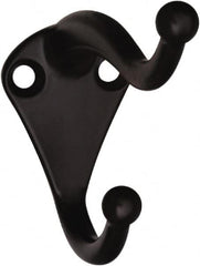 National Mfg. - 1" Wide x 2" High x 0.11" Thick, Double Coat & Hat Hook - 2-3/4" Projection, Oil Rubbed Bronze - Exact Tooling