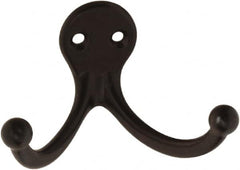 National Mfg. - 2" Wide x 1" High x 0.11" Thick, Double Prong Robe Hook - 1-3/4" Projection, Oil Rubbed Bronze - Exact Tooling