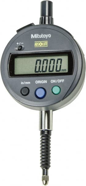 Mitutoyo - 0 to 12.7mm Range, 0.00005" Graduation, Electronic Drop Indicator - Lug Back, Accurate to 0.0001", English & Metric System, LCD Display - Exact Tooling