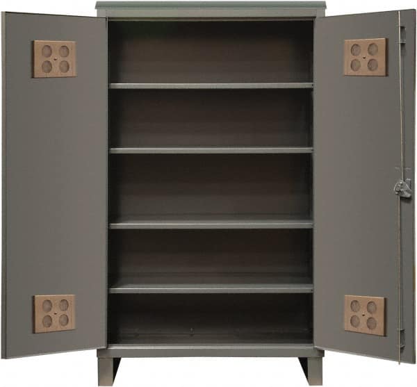 Durham - 4 Shelf Locking Storage Cabinet - Steel, 60" Wide x 24" Deep x 78" High, Gray - Exact Tooling
