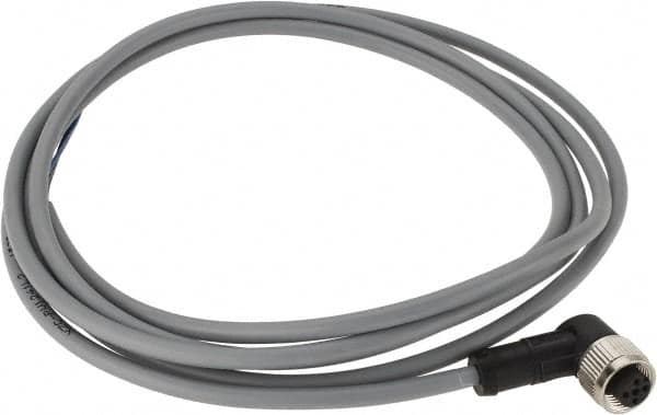 Telemecanique Sensors - 3 Amp, M12 4 Pin Elbowed Female Cordset Sensor and Receptacle - 250 VAC, 300 VDC, 2m Cable Length, IP67 Ingress Rating - Exact Tooling