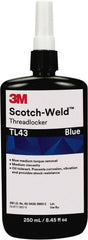 3M - 250 mL, Blue, Medium Strength Liquid Threadlocker - 24 hr Full Cure Time - Exact Tooling