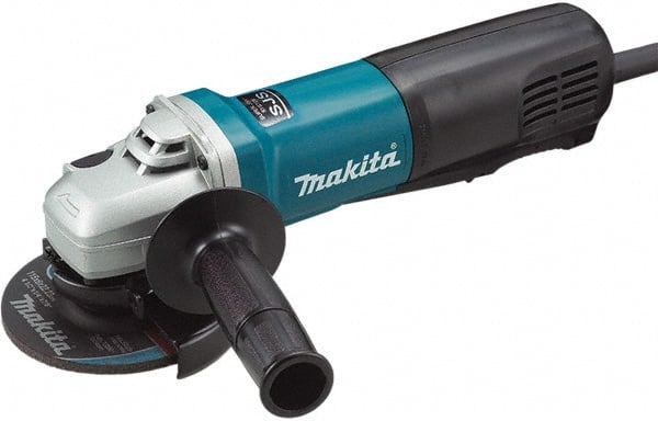 Makita - 4-1/2" Wheel Diam, 10,500 RPM, Corded Angle & Disc Grinder - 5/8-11 Spindle, 120 Volts, 10 Amps - Exact Tooling