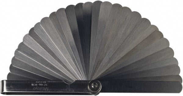 Mitutoyo - 28 Piece, 0.05 to 1mm Feeler Gage Set - 100mm Long x 13mm Wide, Tempered Steel - Exact Tooling