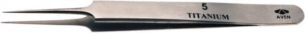 Aven - 4-1/4" OAL 5 Precision Tweezers - Tapered Shanks with Beveled Edges, Honed, Sharp Points - Exact Tooling
