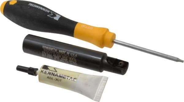 Kennametal - 1/2" Cut Diam, 0.404" Max Depth of Cut, 5/8" Shank Diam, 3-1/2" OAL, Indexable Square Shoulder End Mill - EC10.., EP10.. Inserts, Cylindrical Shank, 0° Lead Angle, Through Coolant - Exact Tooling