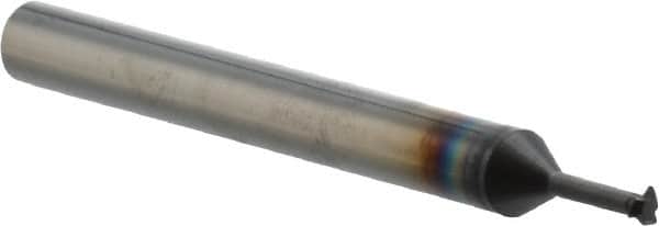 Scientific Cutting Tools - 32 to 64 TPI, Internal/External Single Profile Thread Mill - #6" Noml Diam, 0.098" Cut Diam, 3/16" Shank Diam, 3 Flute, 0.049" Neck Diam, 1/4" Neck Length, 2" OAL, AlTiN+ Finish - Exact Tooling