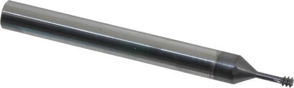 Scientific Cutting Tools - #6-32 UNC, 0.1" Cutting Diam, 3 Flute, Solid Carbide Helical Flute Thread Mill - Internal Thread, 0.26" LOC, 2-1/2" OAL, 1/4" Shank Diam - Exact Tooling