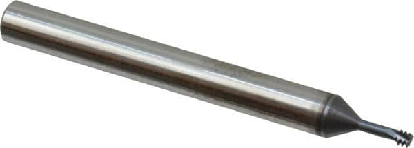 Scientific Cutting Tools - #6-40 UNF, 0.1" Cutting Diam, 3 Flute, Solid Carbide Helical Flute Thread Mill - Internal Thread, 0.26" LOC, 2-1/2" OAL, 1/4" Shank Diam - Exact Tooling