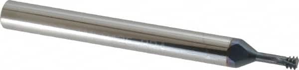 Scientific Cutting Tools - #8-32 UNC, 0.126" Cutting Diam, 3 Flute, Solid Carbide Helical Flute Thread Mill - Internal Thread, 0.3" LOC, 2-1/2" OAL, 1/4" Shank Diam - Exact Tooling