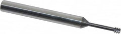 Scientific Cutting Tools - #10-24 UNC, 0.139" Cutting Diam, 3 Flute, Solid Carbide Helical Flute Thread Mill - Internal Thread, 0.6" LOC, 2-1/2" OAL, 1/4" Shank Diam - Exact Tooling