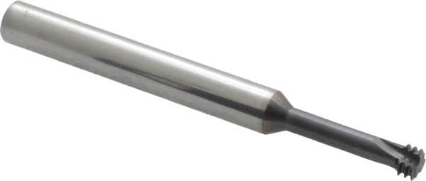 Scientific Cutting Tools - 1/4-28 UNF, 0.186" Cutting Diam, 3 Flute, Solid Carbide Helical Flute Thread Mill - Internal Thread, 0.7" LOC, 2-1/2" OAL, 1/4" Shank Diam - Exact Tooling