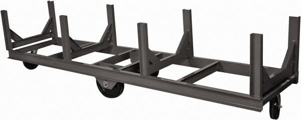 Durham - 10,000 Lb Capacity Steel Bar Cradle Truck - Steel Deck, 60" OAW, Phenolic Casters - Exact Tooling