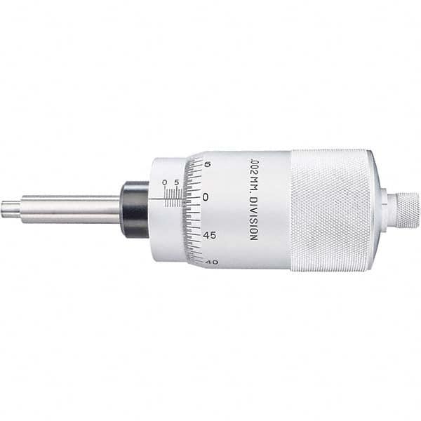 Starrett - 25mm, 2-1/16 Inch Plain Thimble, 5/16 Inch Diameter x 2-7/16 Inch Long Spindle, Mechanical Micrometer Head - Exact Tooling