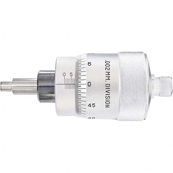 Starrett - 25mm, 2-1/16 Inch Plain Thimble, 5/16 Inch Diameter x 1-7/16 Inch Long Spindle, Mechanical Micrometer Head - Exact Tooling