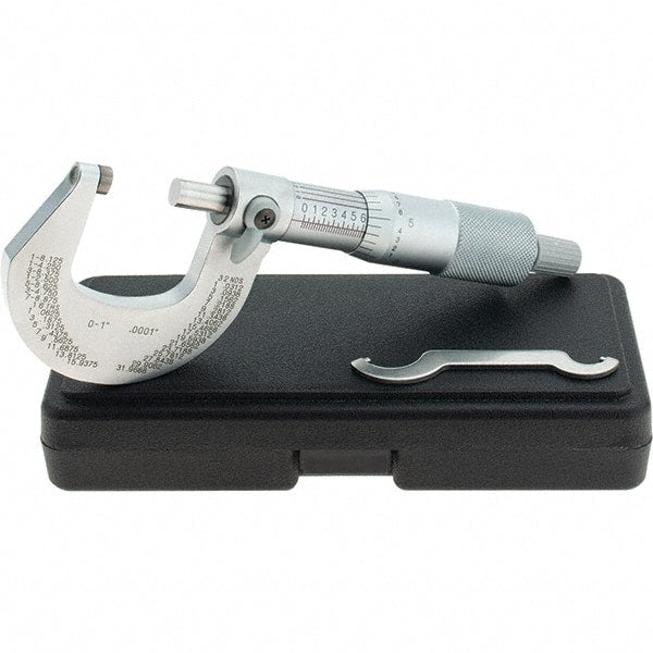 Starrett - 0 to 1" Range, 0.0001" Graduation, Mechanical Outside Micrometer - Ratchet Stop Thimble, Accurate to 0.00005", Digital Counter - Exact Tooling