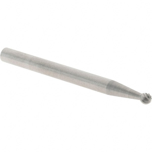 Cle-Line - 3/32" Cut Diam, 1/8" Shank Diam, Ball Head Single Cut Burr - Carbide, 3/32" LOC, 1-1/2" OAL - Exact Tooling