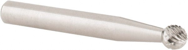 Cle-Line - 1/4" Cut Diam, 1/4" Shank Diam, Ball Head Double Cut Burr - Carbide, 1/4" LOC, 2" OAL - Exact Tooling