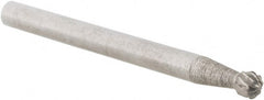 Cle-Line - 1/8" Cut Diam, 1/8" Shank Diam, Ball Head Double Cut Burr - Carbide, 1/8" LOC, 1-1/2" OAL - Exact Tooling