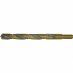 Cle-Force - 13/32" Drill, 135° Point, High Speed Steel Silver Deming & Reduced Shank Drill Bit - Exact Tooling