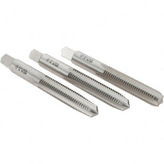 Cle-Line - M8x1.25 Metric, 4 Flute, Bottoming, Plug & Taper, Bright Finish, High Speed Steel Tap Set - Right Hand Cut, 2-23/32" OAL, 1-1/8" Thread Length, Series 0404 - Exact Tooling