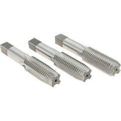 Cle-Line - 7/8-9 UNC, 4 Flute, Bottoming, Plug & Taper, Bright Finish, High Speed Steel Tap Set - Right Hand Cut, 4-11/16" OAL, 2-7/32" Thread Length, Series 0404 - Exact Tooling
